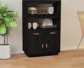 Produktbild: vidaXL Highboard Schwarz 67x40x108,5 cm Massivholz Kiefer