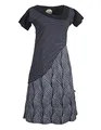 Produktbild: Vishes - Alternative Bekleidung - Damen Kurzarm Lagenlook Kleid Hippie Streifen Punkte Muster schwarz 36