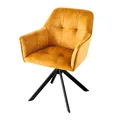 Produktbild: riess-ambiente.de Design Stuhl LOFT senfgelb Samt drehbar Metallgestell schwarz mit Armlehne