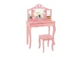 Produktbild: COSTWAY Schminktisch Kinder Schminktisch Set, einstellbare LED Beleuchtung
