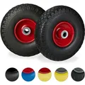Produktbild: Relaxdays - 2x Sackkarrenrad, pannensichere Vollgummireifen, 3.00-4' Stahlfelge, 20mm Achse, 100kg, 260x85 mm, schwarz-rot