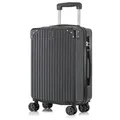 Produktbild: Koffer Trolley Reisekoffer Suitcase, Rollkoffer Handgepäck ,mit 4 Rollen360°, Hartschalenreisekoffer, Zahlenschloss, Weicher Gummigriff (M,Schwarz) - Schwarz
