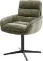 Produktbild: DELIFE Polsterstuhl Abelia-Flex, mit Armlehnen Fußkreuz Schwarz Chenille Olive 360° drehbar