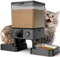 Produktbild: 5L Futterautomat Katze 2 Näpfe, Katzenfutter Automat mit einem Knopf, Einfach...