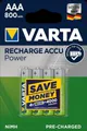 Produktbild: VARTA VARTA Recharge Accu Power, Akku vorgeladen, AAA 800mAh, 4Stk Akku