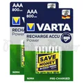 Produktbild: 8 x Varta AAA 800mAh Batterien Wiederaufladbar Ni-MH 1,2V HR03 Micro 56703 Akku