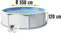 Produktbild: Aufstellpool Stahlwandpool-Set Planet Pool Vision-Pool Classic Solo rund Ø 550x120 cm inkl. Einbauskimmer weiss