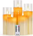 Produktbild: Da by LED Kerzen mit Glaseffekt 13cm 14cm 16cm 18cm 20cm, LED Kerrze Echtwachssäulen 10-Tasten-Fernbedienung mit realistisch tanzender LED-Flamme und Timing-Funktion Packung mit 5 Stück
