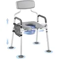 Produktbild: VEVOR Nachttoilettenstuhl 227 kg belastbar, Toilettensitzerhöhung mit gepolsterter Sitzfläche & Rückenlehne, abnehmbarer 5 L Eimer, Toilettenstuhl (Höhe und Breite einstellbar) für Erwachsene