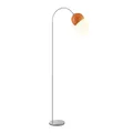 Produktbild: Brilliant Bogen-Stehleuchte Helen, E27 Fassung, 170 cm Höhe, 23 cm Breite, 51 cm Tiefe, gebogener Arm, Metall, Chrom mit orangefarbenem Schirm, ideal für Wohnzimmer und Leseecke, Retro-Design
