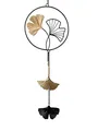 Produktbild: formano Deko Fensterhänger Girlande Ginko 60 cm Metall Mobile Fenster Dekoration Schwarzgold Ginkgo Blatt Motiv | Geschenkidee Hängedeko Wohnaccessoire
