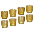 Produktbild: 8er Set Windlicht H7,5cm Glas Gelb Teelichthalter Kerzen Retro Kerze Kerzenhalter Tischdeko Deko