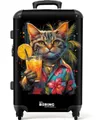 Produktbild: NoBoringSuitcases.com© Hartschalen-Trolley Katze im tropischen Streetart-Stil 67 cm - 72 L, 4 Rollen, Koffer Mittelgroß für 20kg, Suitcase für Erwachsene, Reisekoffer