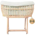 Produktbild: GEUTHER Schaukelwiege Rocker | Rattan Babywiege | 2-in-1 Wiege & Stubenbett | Mit Matratze | Baumwolle | Bis 9 kg | Mint