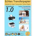 Produktbild: Tattoo Papier A4 5er Set, Matt, Bedruckbar, Transparent, Tintenstrahl & Laser...