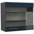 Produktbild: Vicco Küchenglasschrank, Dunkelblau, Anthrazit, Holzwerkstoff, 3 Fächer, Rechteckig, 80x72x34.1 cm, Küchen, Küchenmöbel, Küchenschränke, Küchenoberschränke