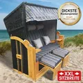 Produktbild: XXL Strandkorb 3-Sitzer USEDOM braun/blau gestreift