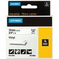 Produktbild: Rhino IND ORIGINAL Schriftband Vinyl 19mm x 5,5m, schwarz auf weiß permanent klebend, 18445
