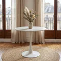 Produktbild: Esstisch LOIRE mit runder Tischplatte aus Keramik 80 cm, Weiß - Ideal für Essbereich oder Küche, Esszimmertisch Keramik, kleiner Esstisch, robust und pflegeleicht, minimalistisches Design