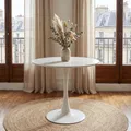 Produktbild: IDIMEX Esstisch Loire mit runder Tischplatte aus Keramik 80 cm, Weiß - Ideal für Essbereich oder Küche, Esszimmertisch Keramik, Kleiner Esstisch, robust und pflegeleicht, minimalistisches Design