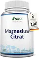 Produktbild: Nu U Nutrition - Magnesiumcitrat Tabletten - 700mg - 180 Vegane Tabletten - Premium Magnesiumcitrat - Hochdosiert 200mg pro Tablette - 6 Monates vorrat