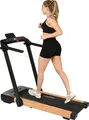 Produktbild: Christopeit 2-in-1 S Laufband – Walking Pad & Laufband, 110x40 cm schwingungsgedämpfte Lauffläche, bis 14 km/h, App-kompatibel, Bluetooth-Lautsprecher, LED Smart Control, Zwei Computer & Fernbedienung, Tablet-/Smartphone-Halterung, Transportrollen, Stilvoller Holzlook