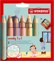 Produktbild: STABILO Buntstift Wasserfarbe Wachsmalkreide woody 6er Pack Spitzer Pastellfarbe