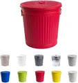 Produktbild: Jinfa Mülleimer Kinderzimmer kleiner Metalleimer Blecheimer mit Deckel | Rot | Ø 21,5 cm, Höhe 21,5 cm, 7 Liter