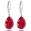 Produktbild: 925 Ohrringe Rot Silber Silberohrringe hängend Markenkristallen Siam Tropfen ...