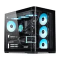 Produktbild: SAMA V60 Mid Tower PC-Gehäuse, Geschwungene Glasfront, 7×120mm ARGB PWM Lüfter, USB Type-C, Hochdurchsatz ATX PC-Gehäuse für Gaming-PC, Back-Connect Ready, 360mm AIO Unterstützung – Schwarz
