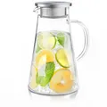 Produktbild: Arendo Glaskaraffe Deckel Griff Glas Karaffe Glaskrug Wasserkrug Glaskanne 1,9 L