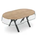 Produktbild: ANRO Tischdecke KLARA abwaschbar Tischfolie transparent Gartentischdecke 0,3mm (Einzelstück 1-tlg), wasserabweisend Durchsichtig Transparent Oval 280x140cm weiß Oval | 140 cm x 280 cm x 0.3 mm