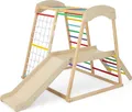 Produktbild: COSTWAY Klettergerüst Indoor, Pull Up Bar & Rutsche & Kletternetz & Leiter & Tunnel, Indoor Spielplatz ab 1 Jahr (Bunt)
