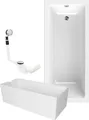 Produktbild: Calmwaters® Rechteck Badewanne Komplettset 170x75 cm mit Wannenträger & Ablaufgarnitur, Körperformwanne, Set Acryl-Badewanne komplett, Rechteckbadewanne Modern Square 170 x 75 cm, Weiß