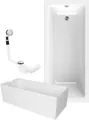 Produktbild: Calmwaters® Rechteck Badewanne Komplettset 170x75 cm mit Wannenträger & Ablaufgarnitur, Körperformwanne, Set Acryl-Badewanne komplett, Rechteckbadewanne Modern Square 170 x 75 cm, Weiß