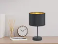 Produktbild: Coole Tischleuchte 33cm mit Stoff Lampenschirm in schwarz matt & innen gold, E27