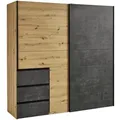 Produktbild: Carryhome Schwebetürenschrank, Dunkelgrau, Eiche Artisan, Holzwerkstoff, 3 Fächer, 3 Schubladen, 170x200x61 cm, Typenauswahl, in verschiedenen Größen erhältlich, Schlafzimmer, Kleiderschränke, Schwebetürenschränke