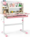 Produktbild: COSTWAY Kinderschreibtisch höhenverstellbar, Jugendschreibtisch Zeichentisch für 3–12 Jahre Kinder 80 x 51 x 110,5cm (Rosa)