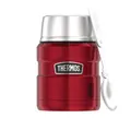 Produktbild: Thermos Stainless King Thermobehälter für Essen rot 0,47l - Edelstahl, absolut dicht, hält Speisen 9h heiß & 14h kalt, mit klappbarem Löffel, BPA-frei
