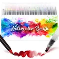 Produktbild: 24+1 Aquarellstifte Brush Pen Set Malen Pinselstifte mit Flexiblen Nylonspitz...