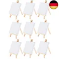 Produktbild: 9 Stück Mini Leinwand mit Mini Staffelei, Mini Holz Dekoration Staffelei Kleine