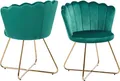 Produktbild: SalesFever Muschelstuhl aus Samt | 2er Set | Beine Chrom goldfarben | B 69,5 x T 66 x H 85 cm | grün