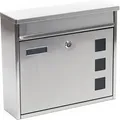 Produktbild: Wiltec - Briefkasten V12 Edelstahl 360 x 115 x 315 mm, Wandbriefkasten mit Schloss, Sichtfenstern und Namensschild, Postkasten aus Stahl