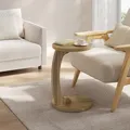 Produktbild: WOLTU Beistelltisch C Form, Couchtisch rund, Sofatisch Kaffeetisch Wohnzimmertisch Abstelltisch, Kleiner Tisch für Couch Sofa Bett, aus MDF, φ38xH55 cm,Helle Eiche,BTS20hei