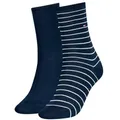 Produktbild: Tommy Hilfiger Socken TH WOMEN SOCK 2P SMALL STRIPE (2-Paar, 2 Paar) mit schmalem Rippenbündchen, meliert, gestreift blau 39-42