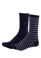 Produktbild: TOMMY HILFIGER Damensocken Doppelpack Uni/Ringel dunkelblau Größe 39-42