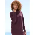 Produktbild: Stehkragenpullover LASCANA, Damen, Gr. 32/34, rot (burgunder), Strick, Obermaterial: 50% Viskose, 28% Polyester, 22% Polyamid, unifarben, figurumspielend hüftbedeckend, hoch geschlossener Ausschnitt, Pullover Stehkragenpullover, mit breiten Abschlüssen, klassischer Strickpullover