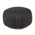 Produktbild: Bodhi Meditationskissen Rondo ECO | Yogakissen mit Bio Dinkelfüllung | Bezug aus 100% Baumwolle | Waschbarer Bezug mit praktischer Trageschlaufe | Höhe 20 cm (anthrazit)