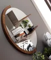 Produktbild: Wandspiegel Spiegel mit Regalen Halbkreis Dekoratives Wohnzimmer Holz