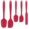Produktbild: Hotec 5 Stück Silikon Spatel Set Teigschaber Küchenutensilien zum Backen, Kochen und Mischen Hitzebeständig Spatulas Silikon Nicht-Stick Geschirrspüler Safe Red